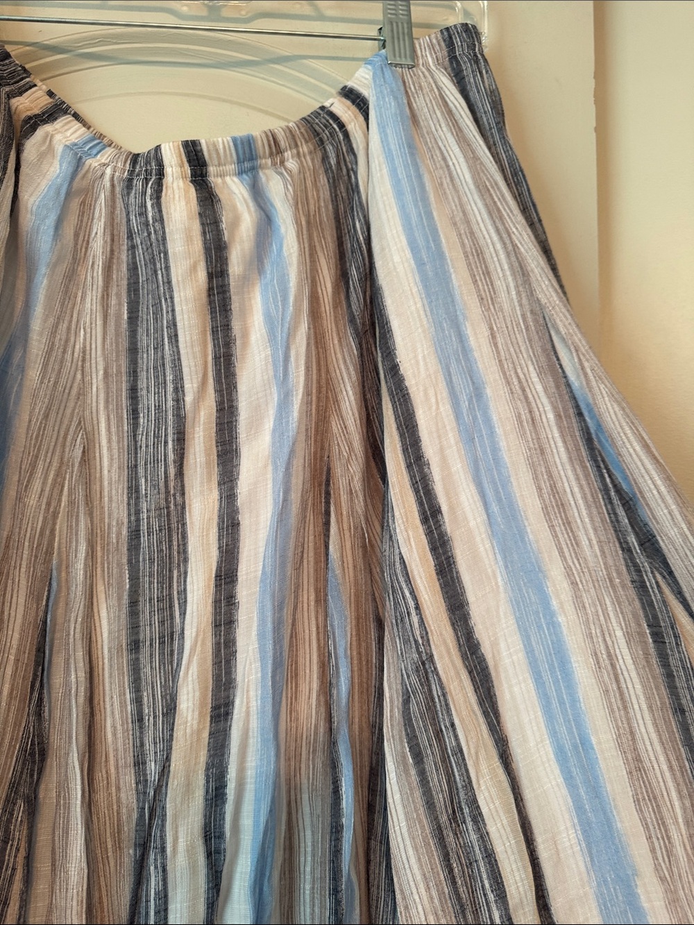 Lightweight Striped Maxi Skirt in Blue, Beige and Cream by Soft Surroundings - Picture 2 of 3
